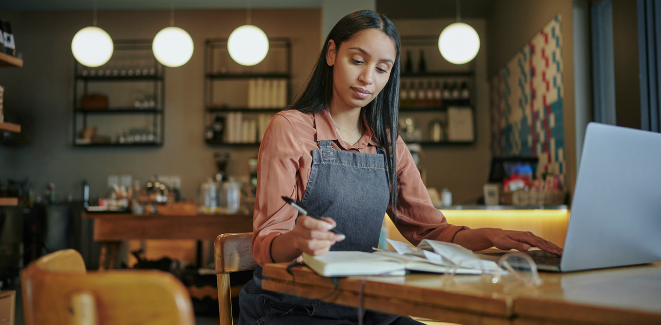 Woman working at laptop