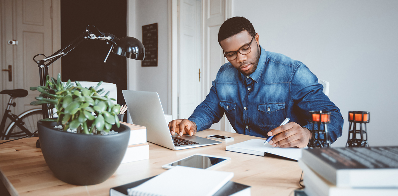 Male working on computer