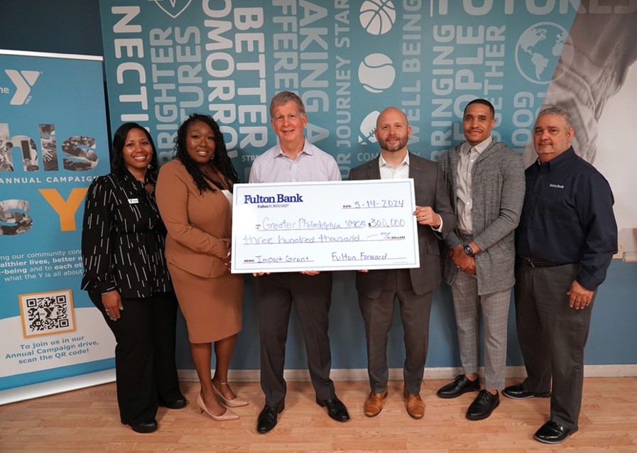 Fulton Bank presenting the Philadelphia YMCA with a donation check